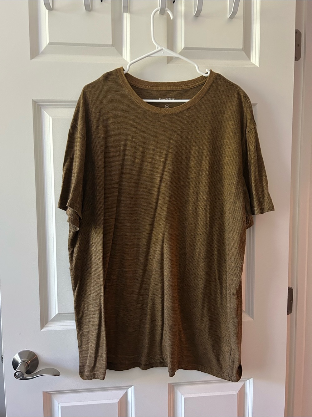 Goodfellow & Co Men’s Brown Stripped Short-Sleeve Tee Standard Fit XXL